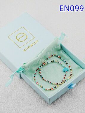 Enewton Colorful Glass Tube Bead Blue Cross Bracelet